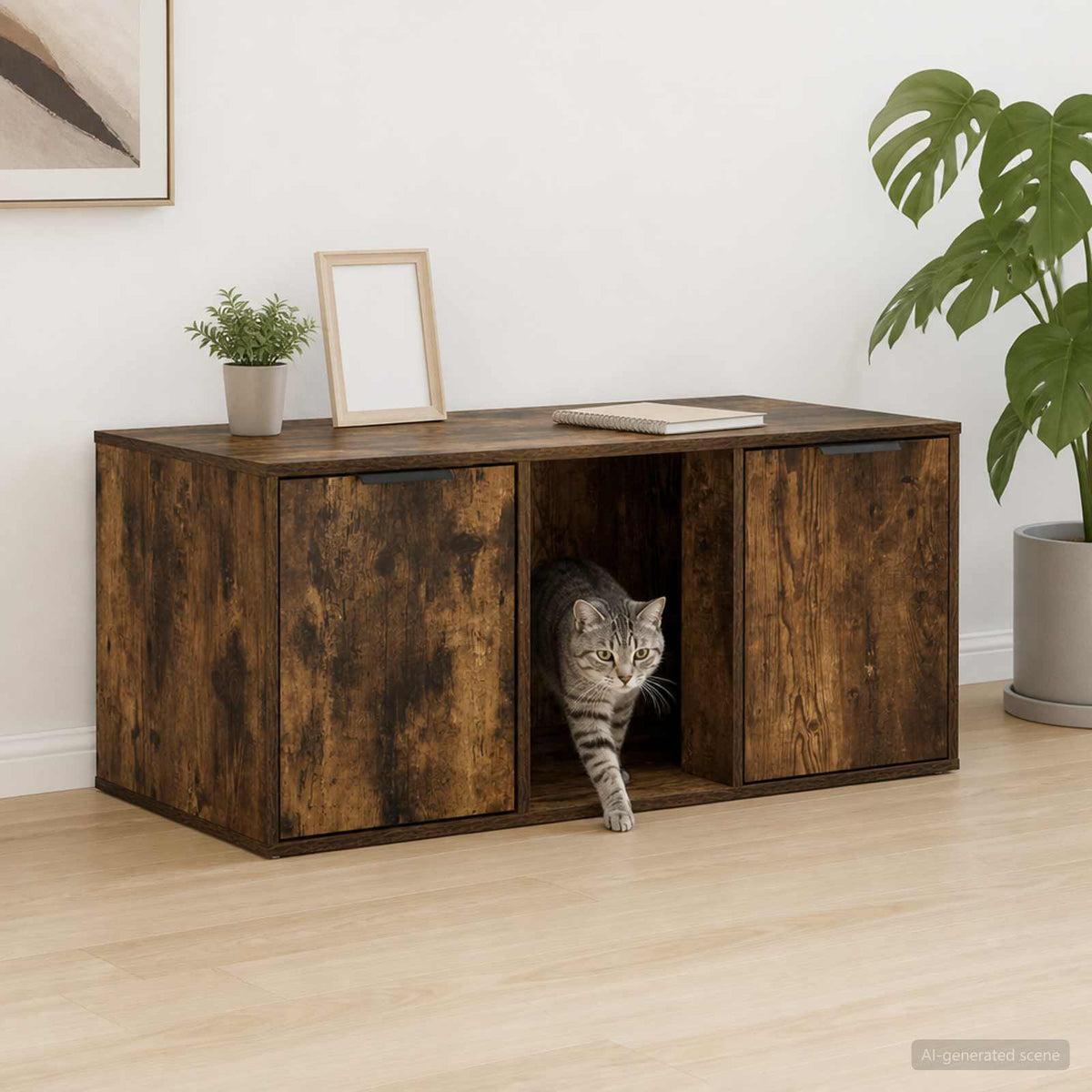 Kattbur Möbler Rökt ek 100 x 49 x 45 cm Konstruerat trä