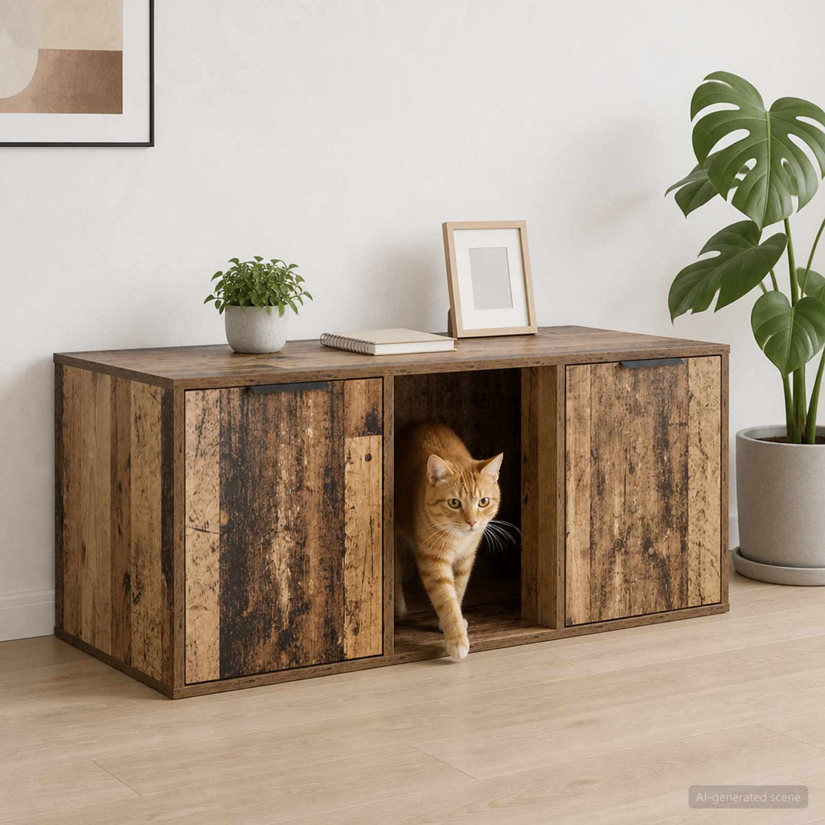 Kattbur Möbler Gammalt trä 100 x 49 x 45 cm Konstruerat trä