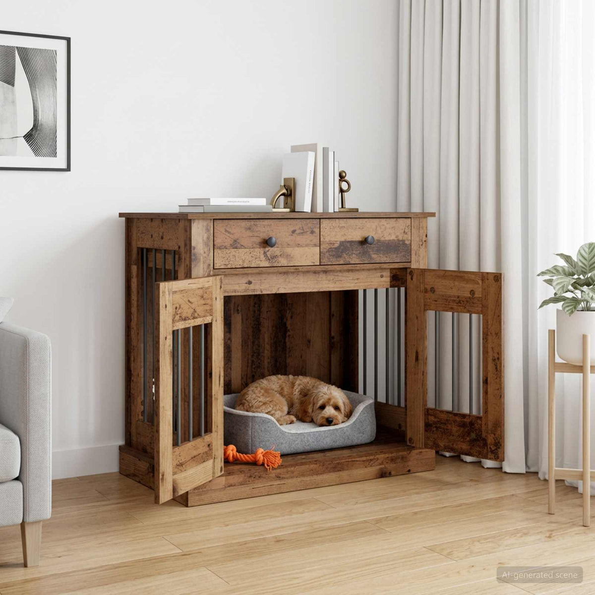 Hundbur möbel Gammalt trä 90 x 47,5 x 80 cm Konstruerat trä