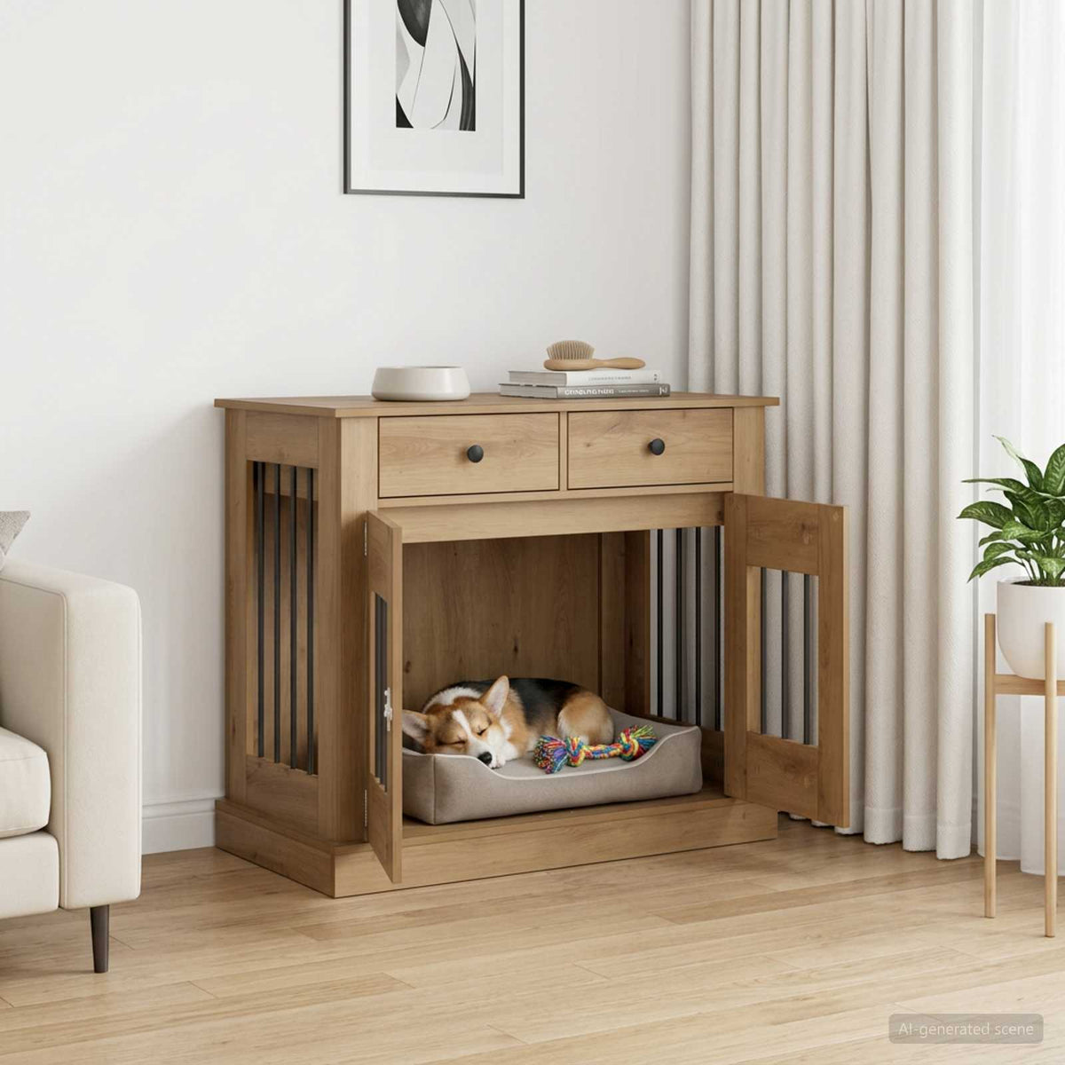Hundbur möbel Artisan-ek 90 x 47,5 x 80 cm Konstruerat trä