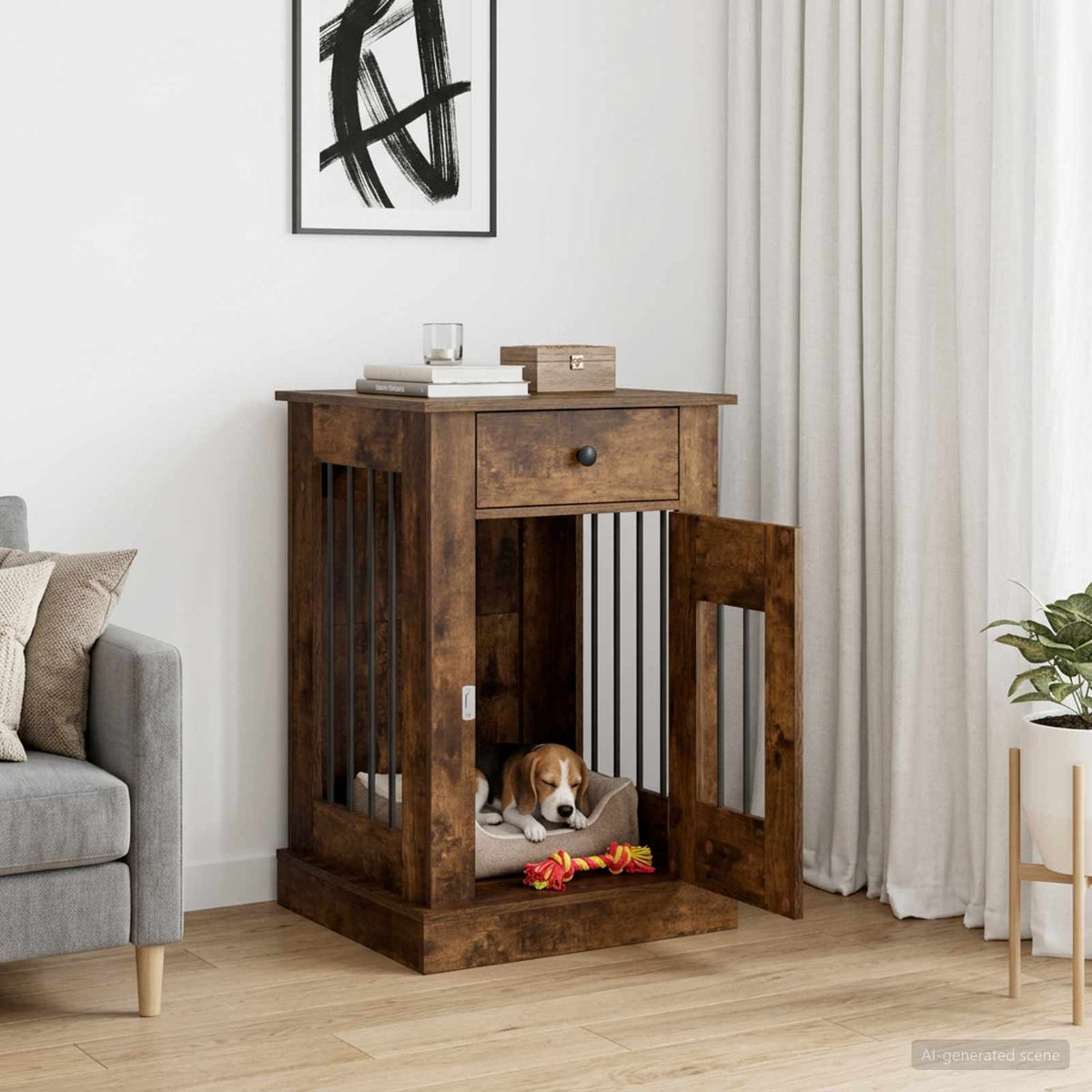 Hundbur möbel Rökt ek 50 x 47,5 x 80 cm Konstruerat trä