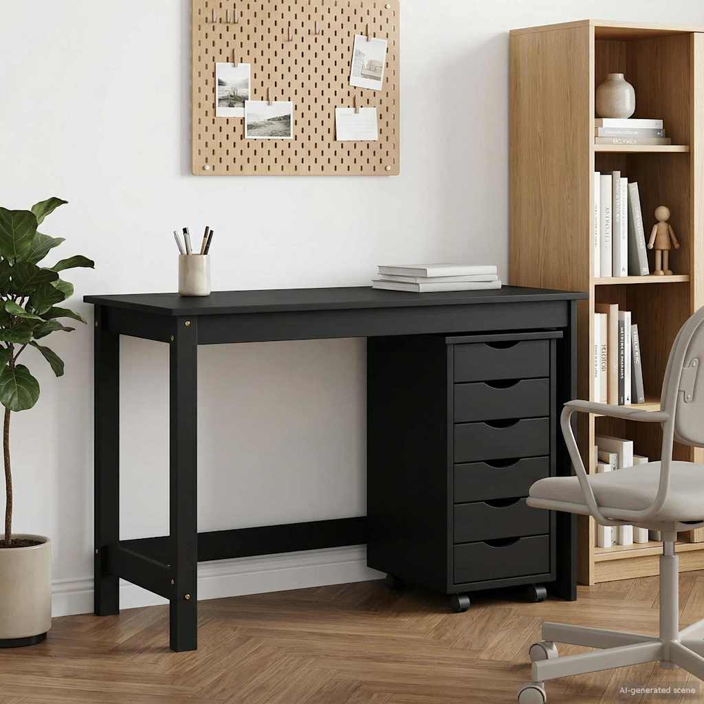Skrivbord och rullskåpsset MOSS 2 st Svart