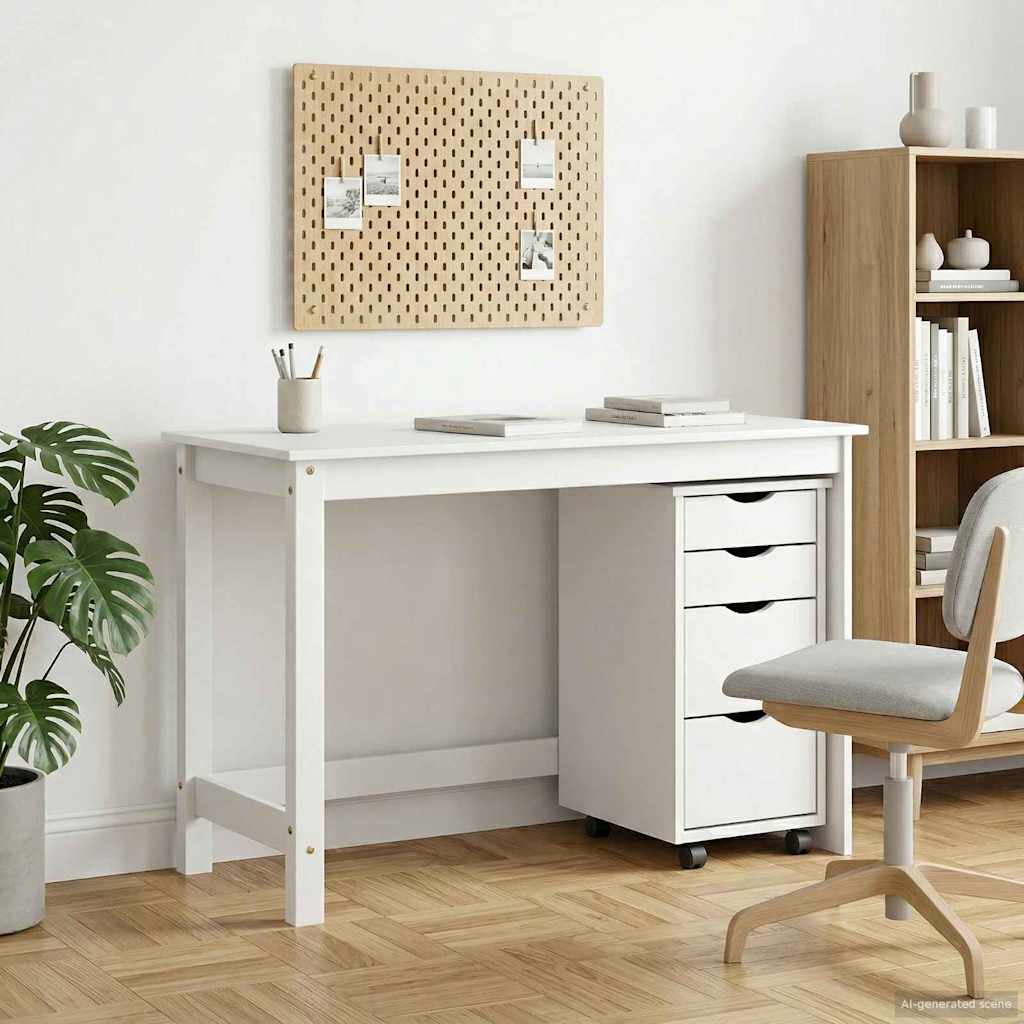 Skrivbord och rullskåpsset MOSS 2 st Vit