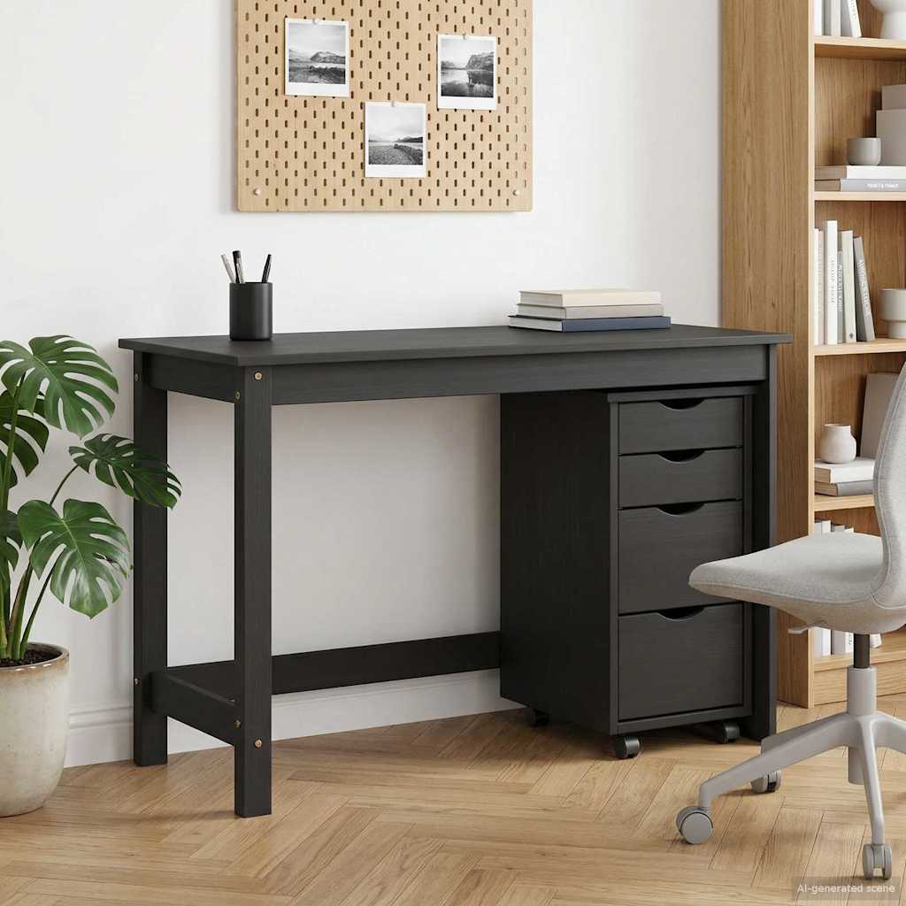 Skrivbord och rullskåpsset MOSS 2 st Svart