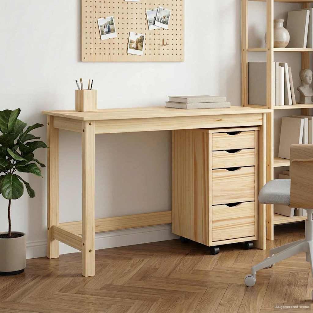 Skrivbord och rullskåpsset MOSS 2 st Brun