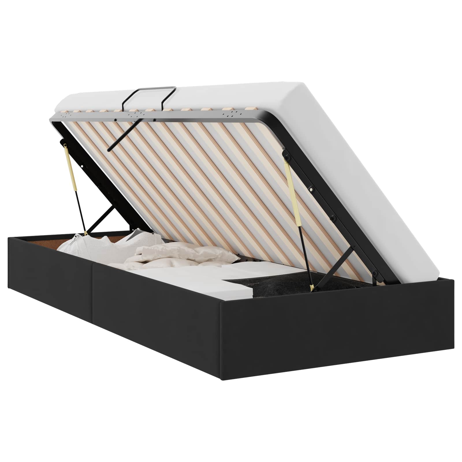 Ottoman Sängram med lagring Svart 90 x 190 cm Sammet