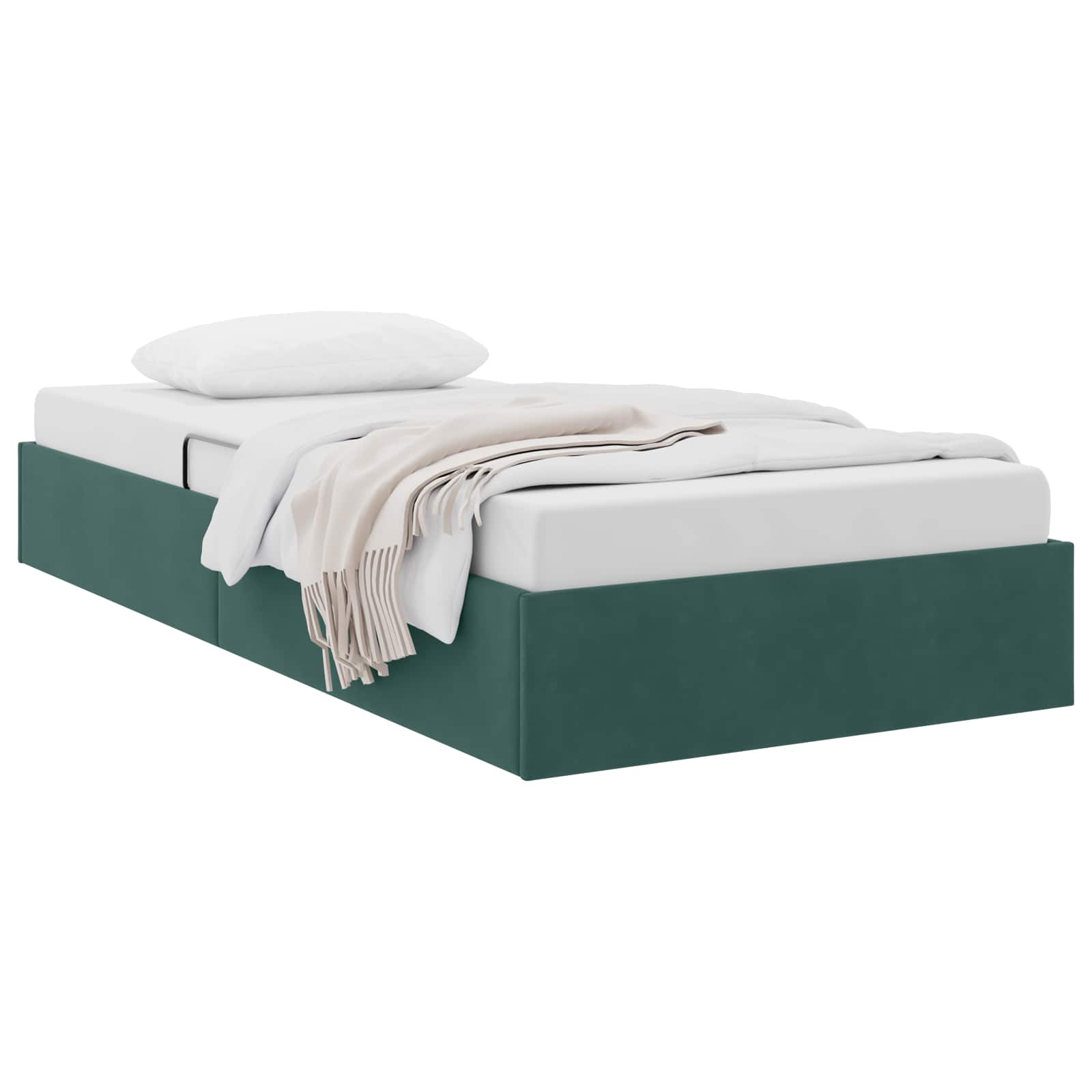 Ottoman Sängram med lagring Mörkgrön 90 x 200 cm Sammet