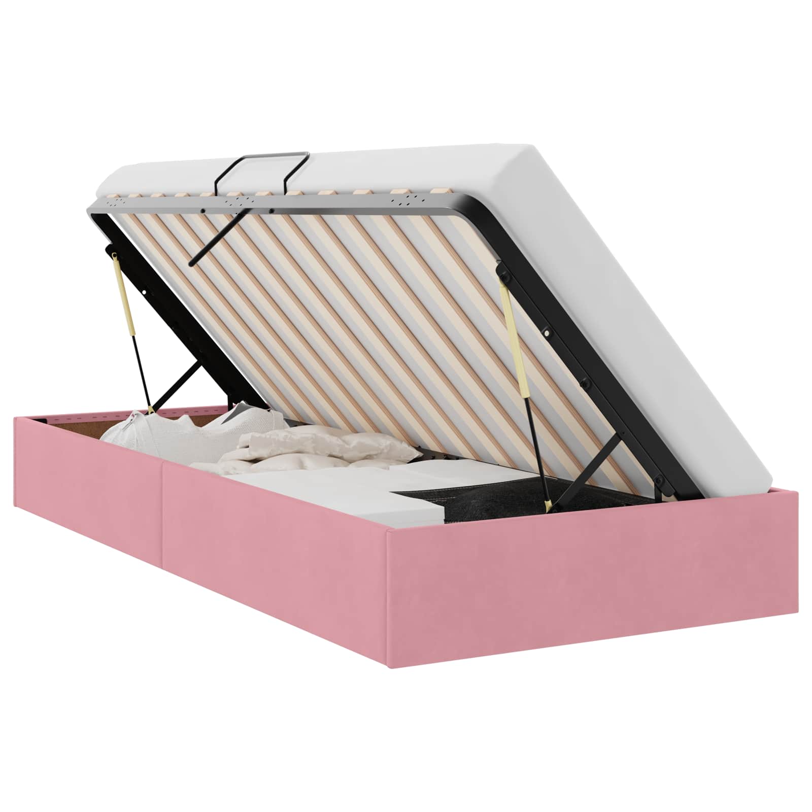 Ottoman Sängram med lagring Rosa 90 x 200 cm Sammet