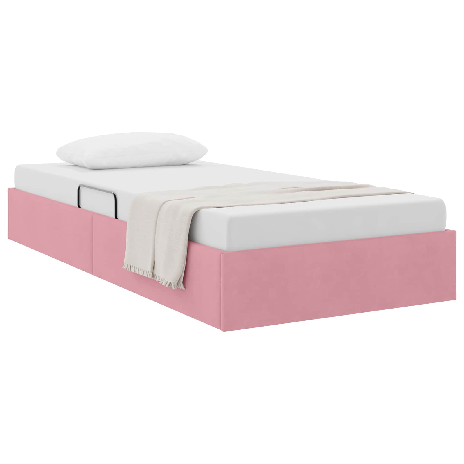 Ottoman Sängram med lagring Rosa 90 x 200 cm Sammet