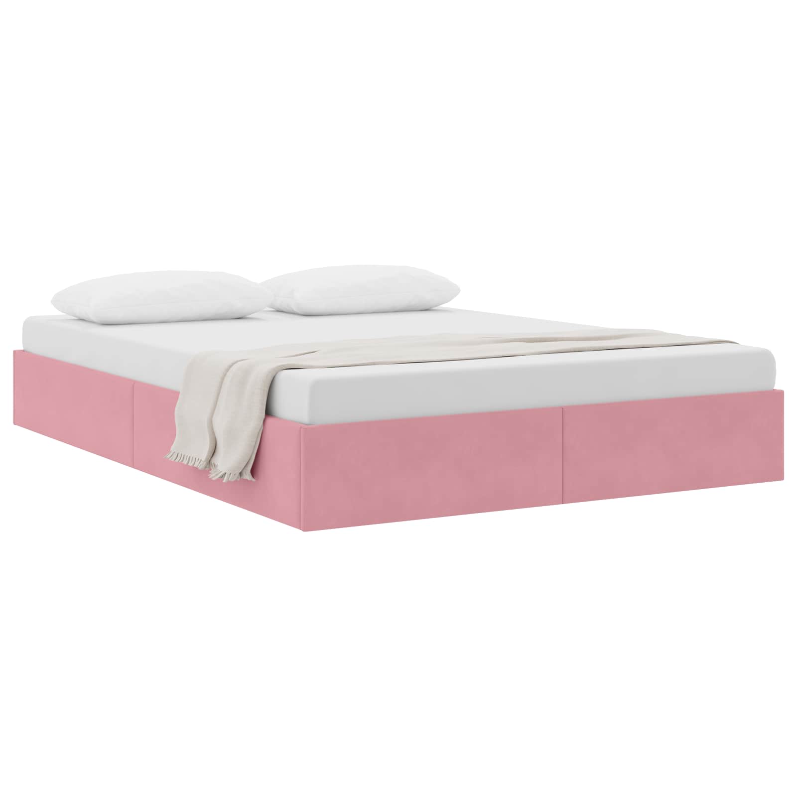 Ottoman Sängram med lagring Rosa 140 x 190 cm Sammet