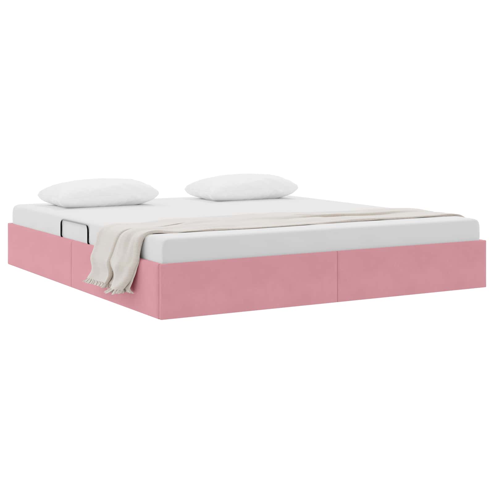 Ottoman Sängram med lagring Rosa 180 x 200 cm Sammet