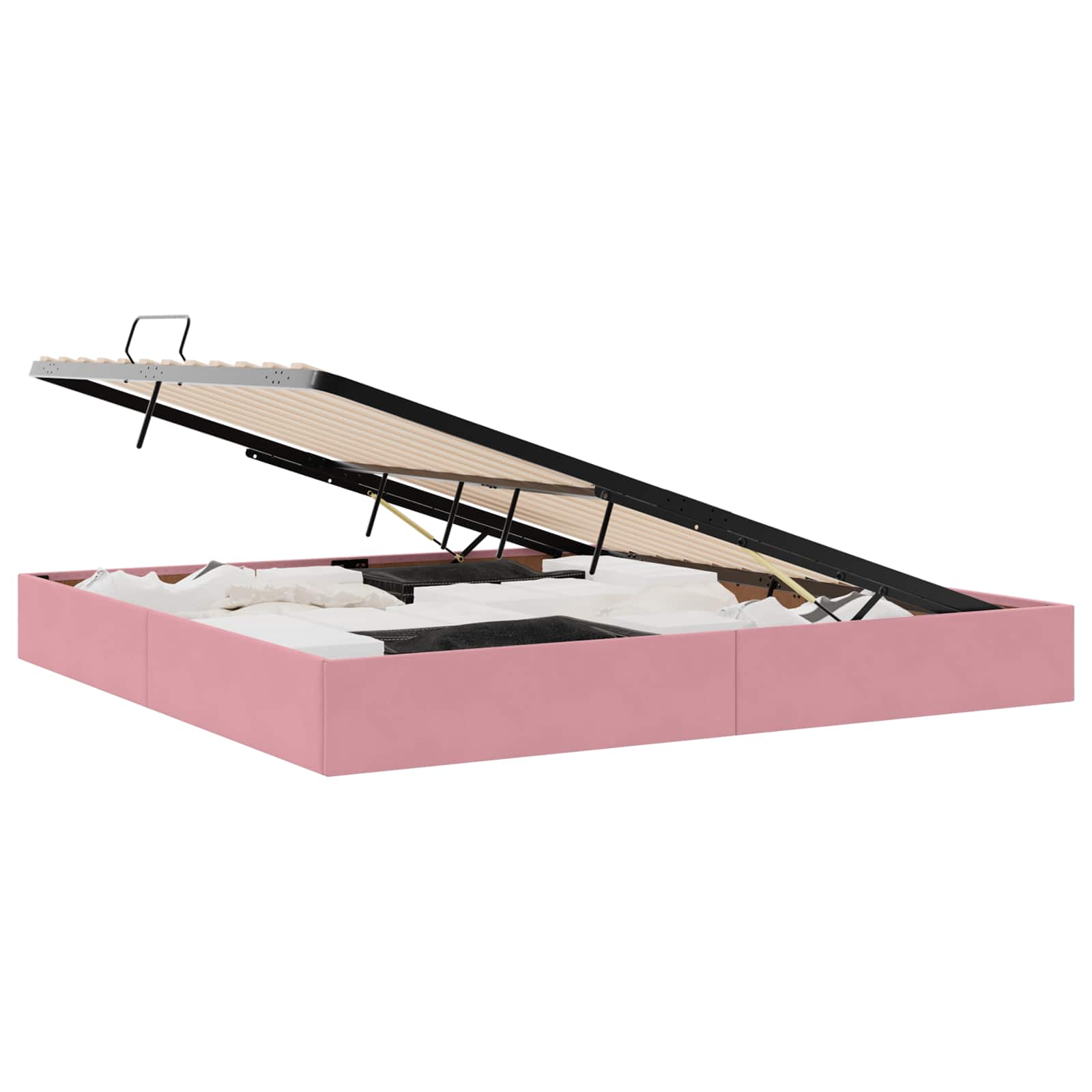 Ottoman Sängram med lagring Rosa 200 x 200 cm Sammet