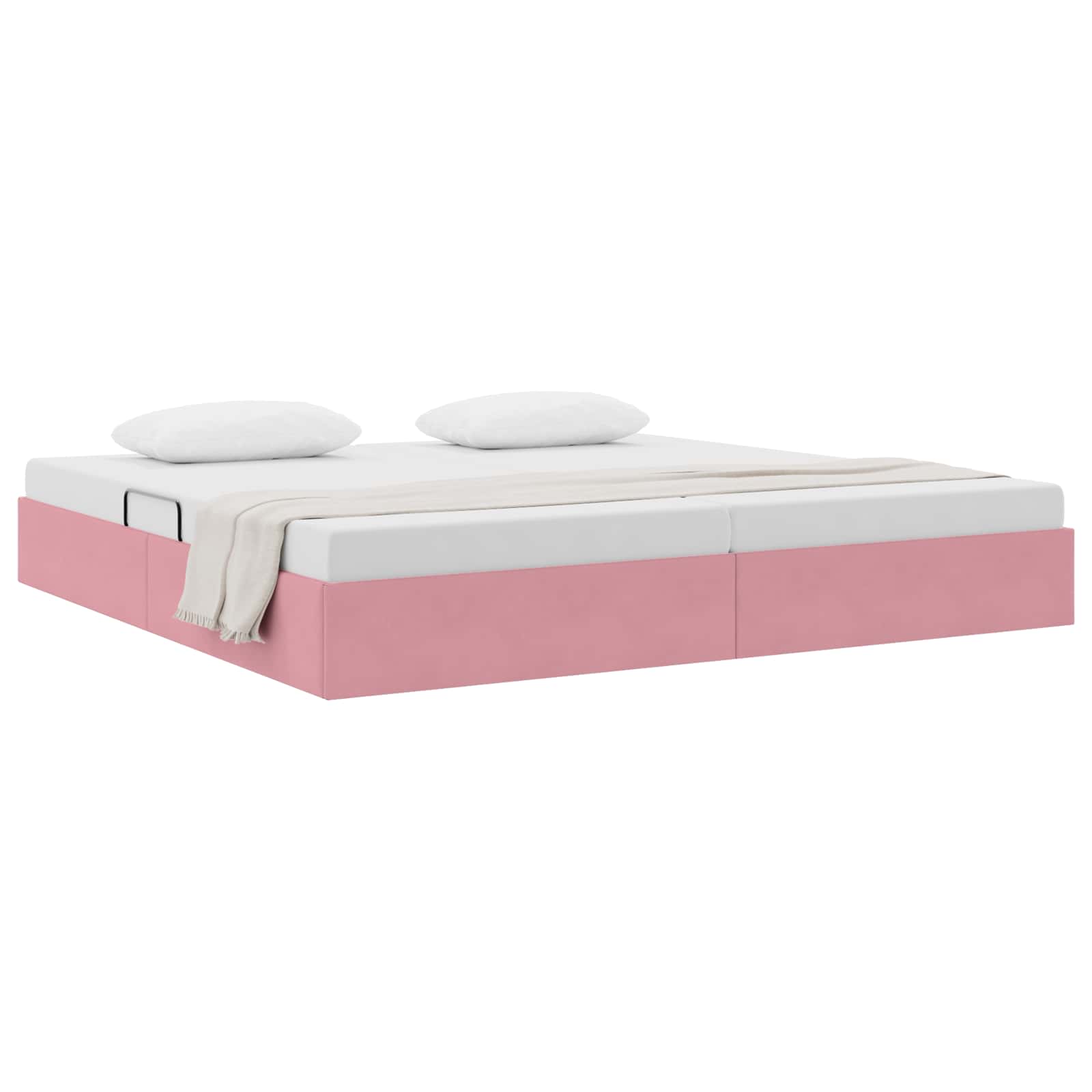 Ottoman Sängram med lagring Rosa 200 x 200 cm Sammet