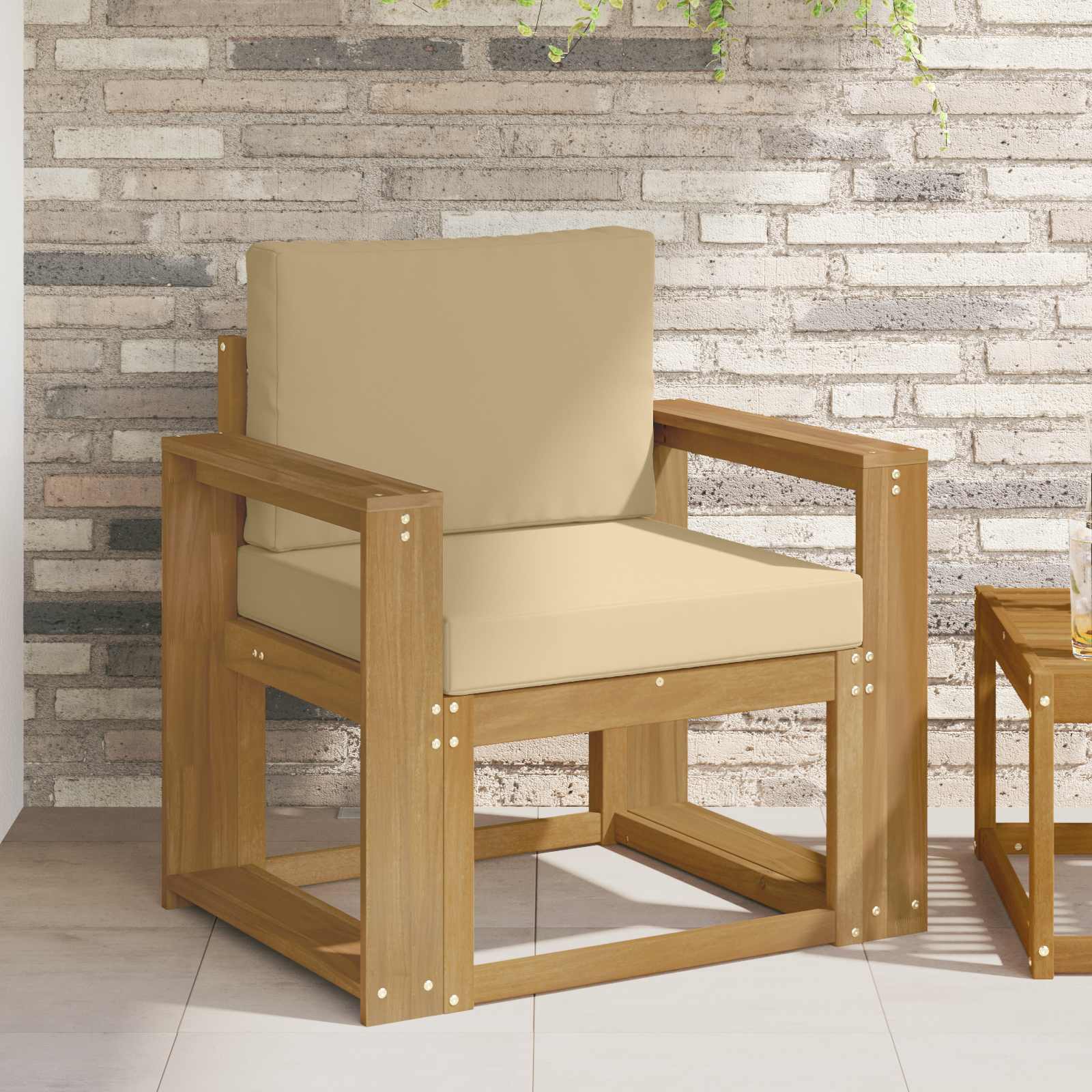 2 Stycke Utomhussoffset Polyester Vit och beige