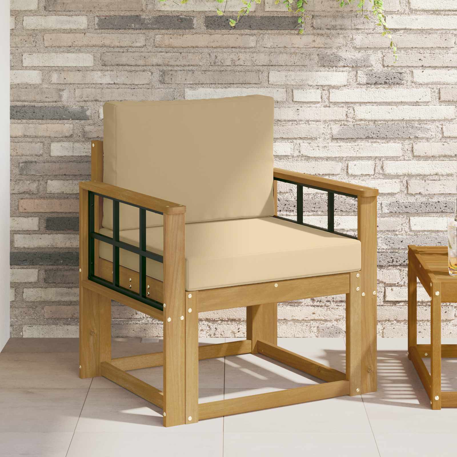 2 Stycke Utomhussoffset Polyester Vit och beige