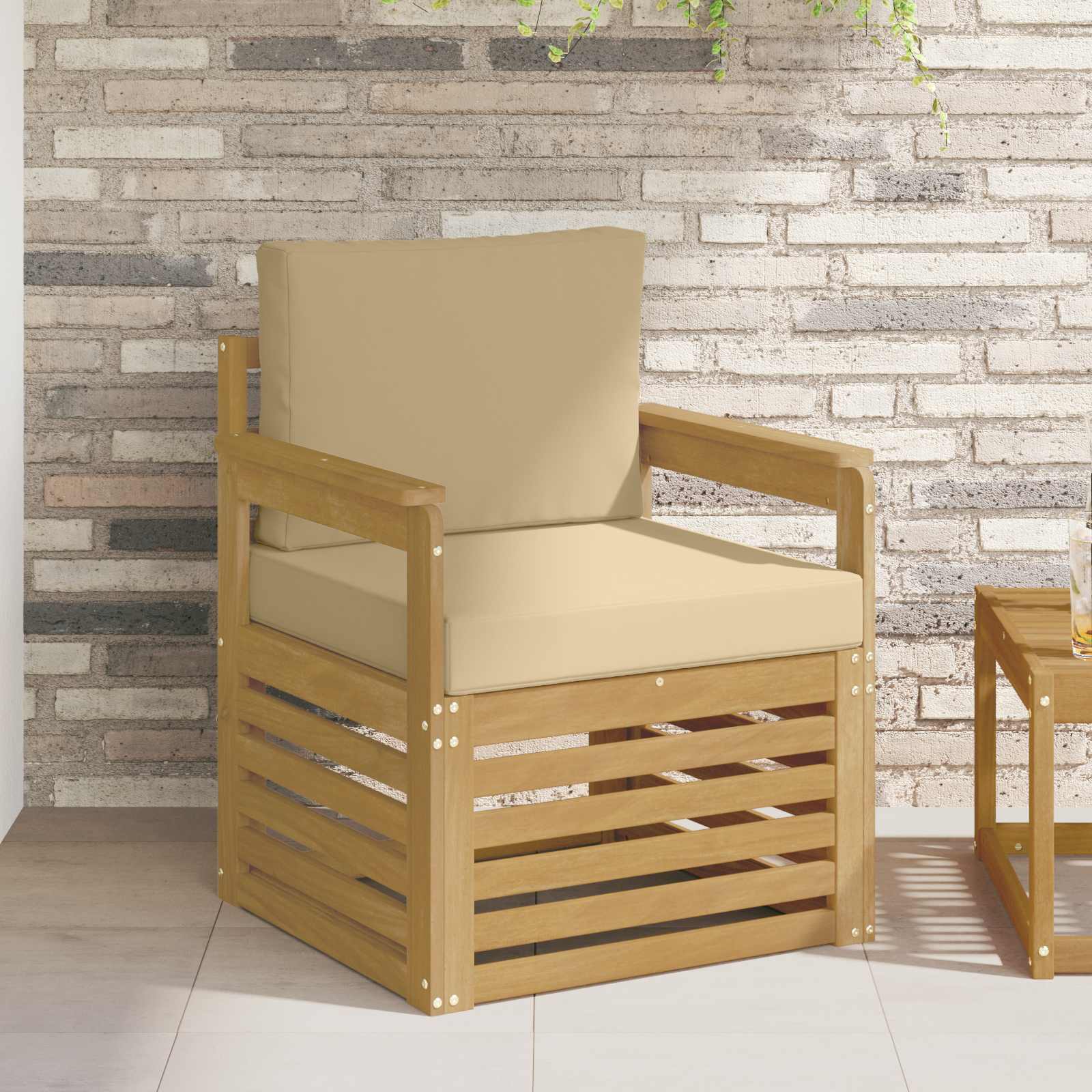 2 Stycke Utomhussoffset Polyester Vit och beige