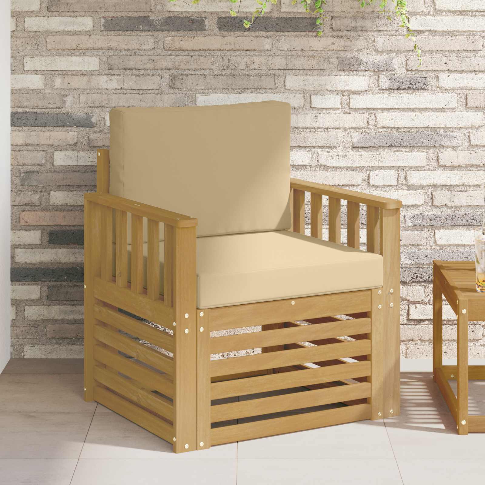 2 Stycke Utomhussoffset Polyester Vit och beige