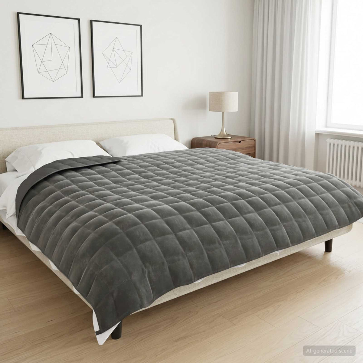 Viktad Filt Antracit 220 x 240 cm 15 kg 100% Bomull 205T