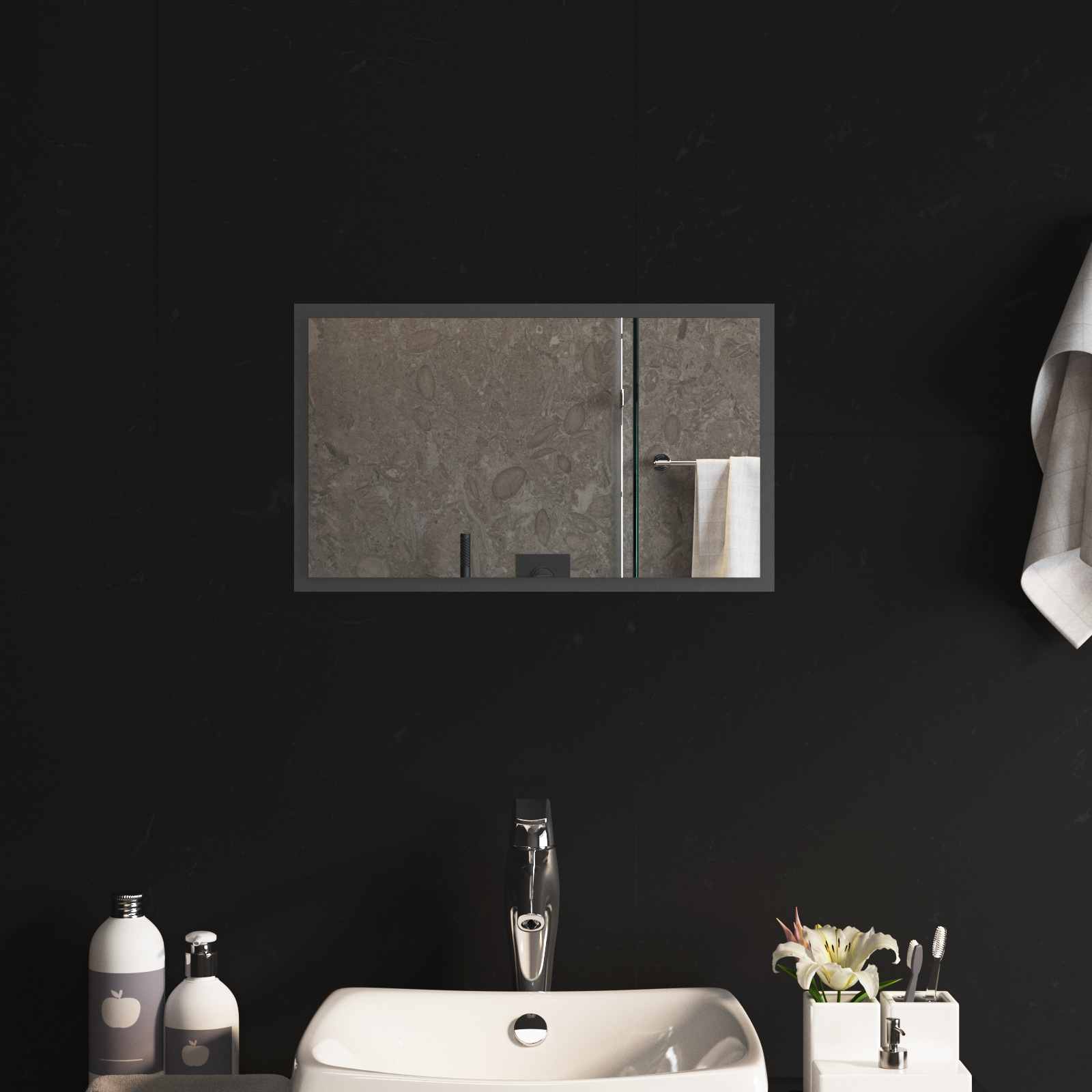 LED Badrumsspegel med spegel Transparent 50 x 30 cm härdat glas