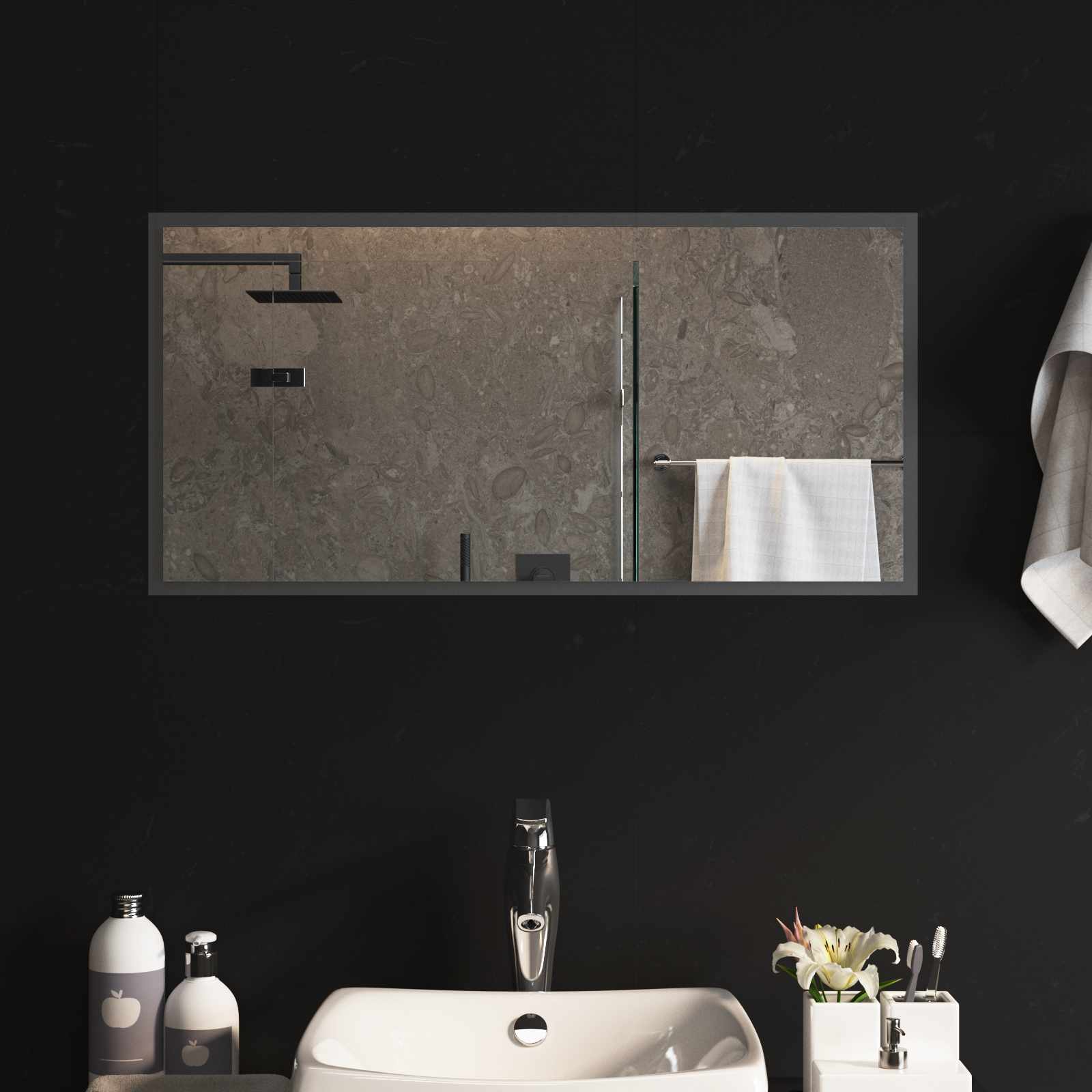 LED Badrumsspegel med spegel Transparent 80 x 40 cm härdat glas