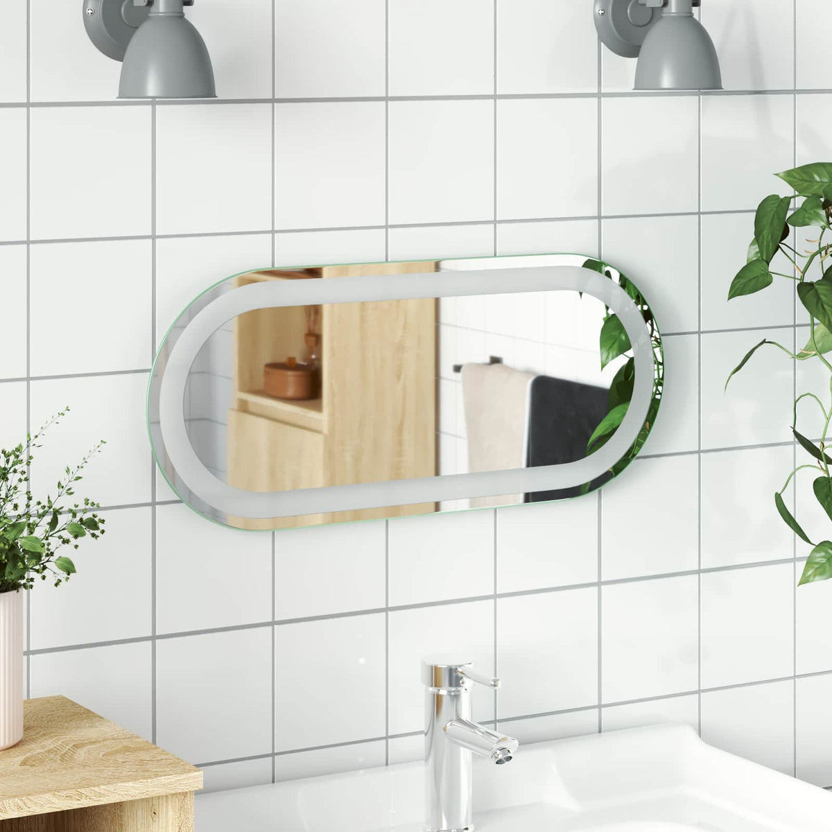 LED Badrumsspegel med spegel Transparent 60 x 25 cm härdat glas