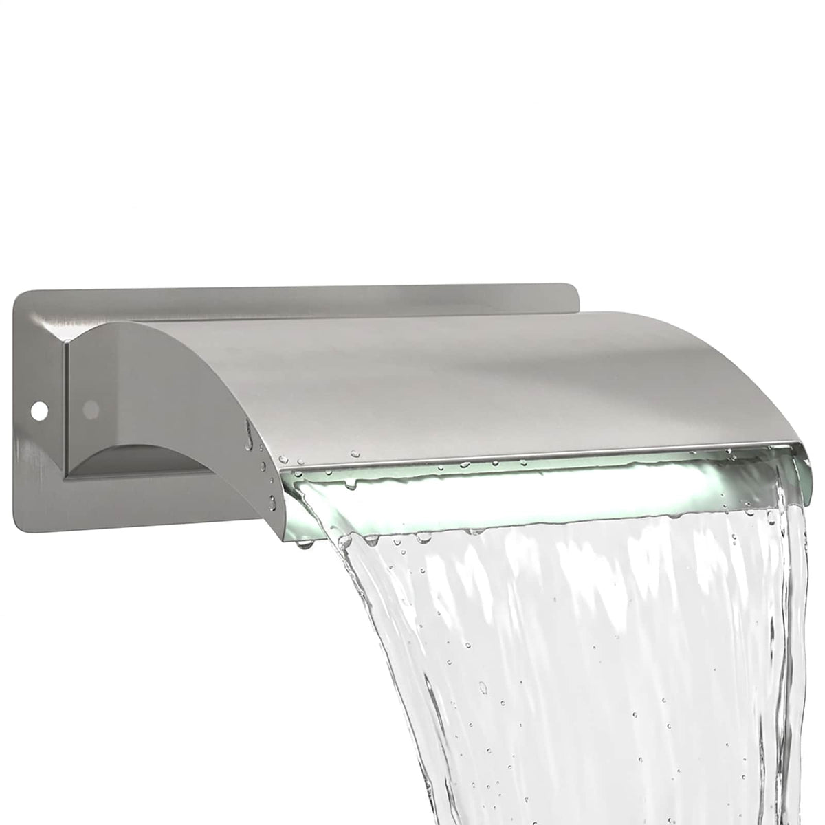 Poolvattenfall med LED Rostfritt Stål 304 30 x 9 x 26 cm Silver