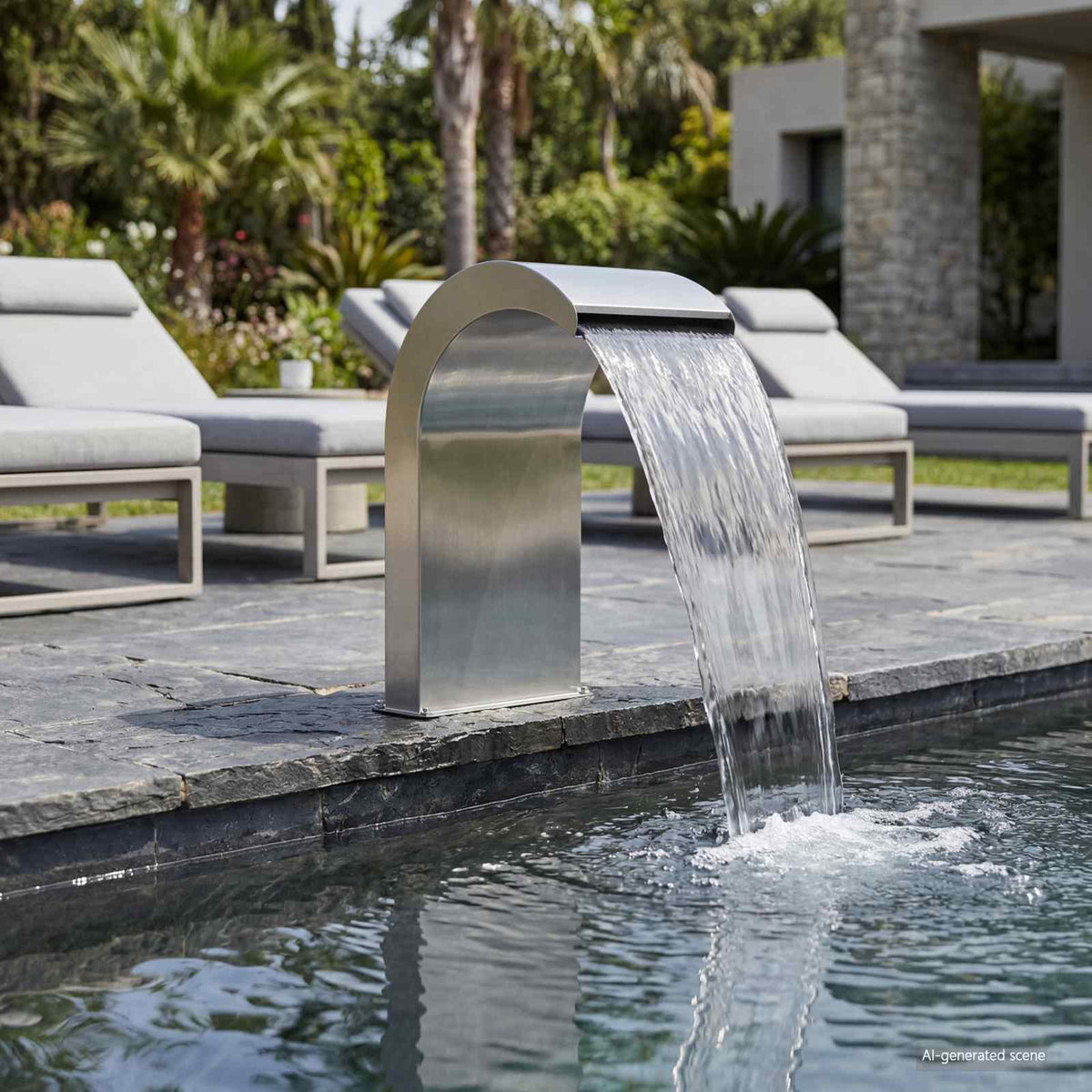 Poolfall med LED Rostfritt Stål 304 45 x 30 x 65 cm Silver