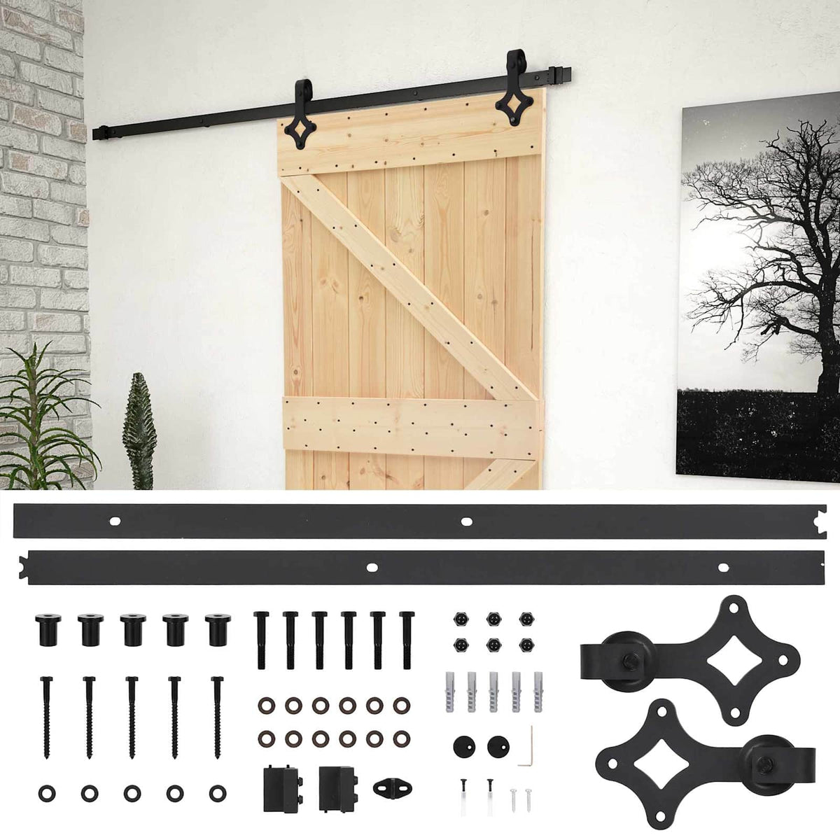 Skjutdörr 80 x 210 cm Massiv furu Naturlig och svart