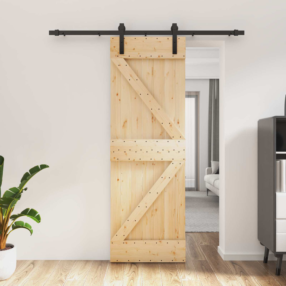 Skjutdörr 70 x 210 cm Massiv furuträdörr (obehandlad)