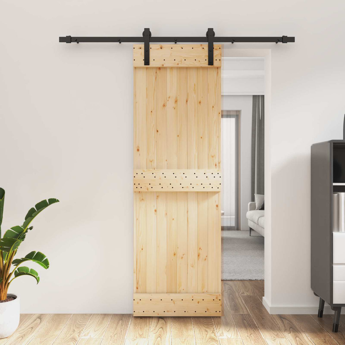 Skjutdörr 70 x 210 cm Massiv furuträdörr (obehandlad)