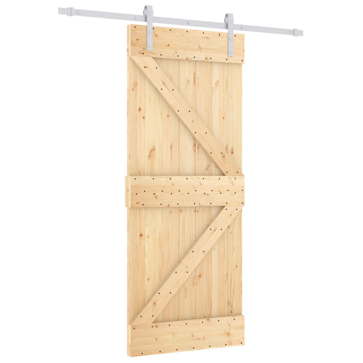 Skjutdörr Naturlig och vit 80 x 210 cm Massiv furu