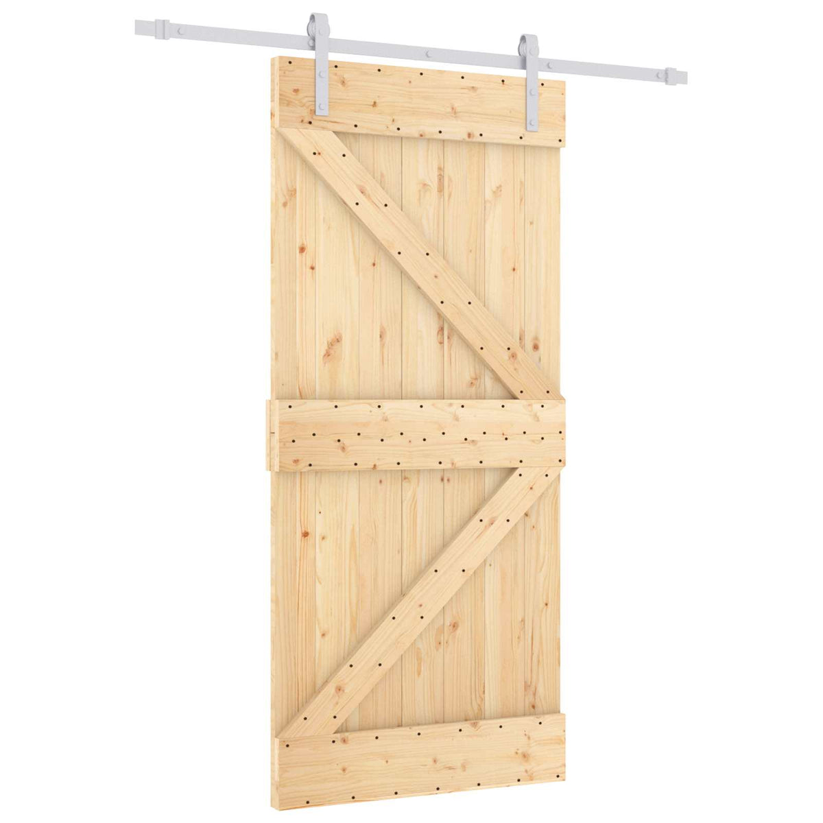 Skjutdörr 90 x 210 cm Massiv furu Naturlig och vit