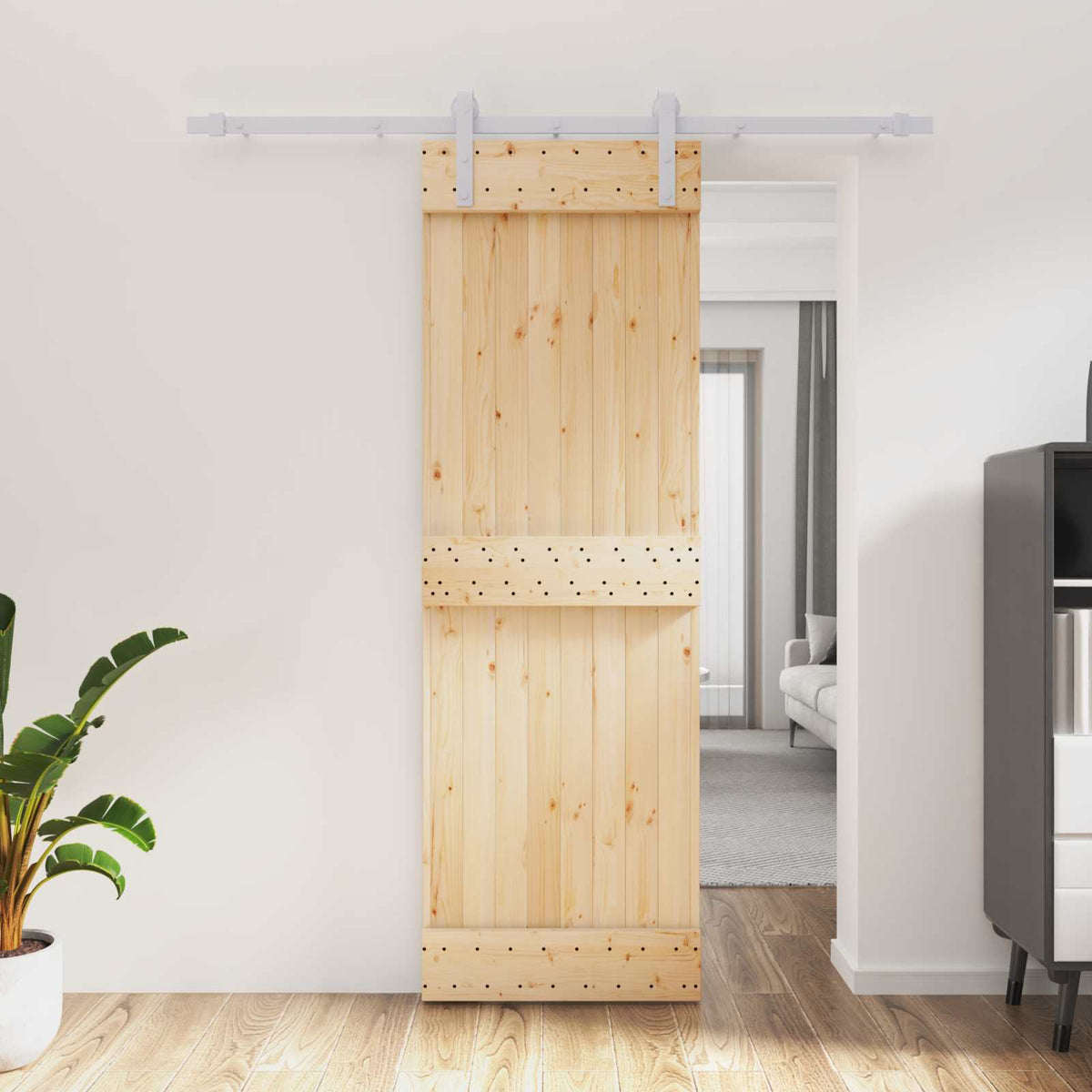 Skjutdörr 70 x 210 cm Massiv furuträdörr (obehandlad)