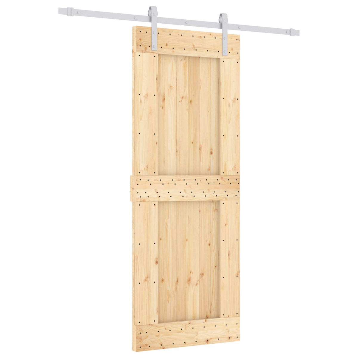 Skjutdörr Naturlig och vit 80 x 210 cm Massiv furuträdörr