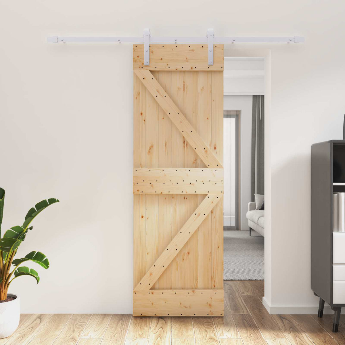 Skjutdörr 70 x 210 cm Massiv furuträdörr (obehandlad)