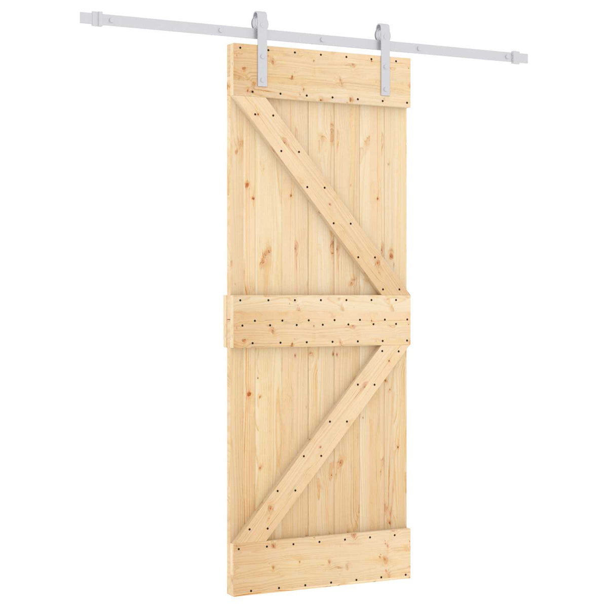 Skjutdörr Naturlig och vit 80 x 210 cm Massiv furu