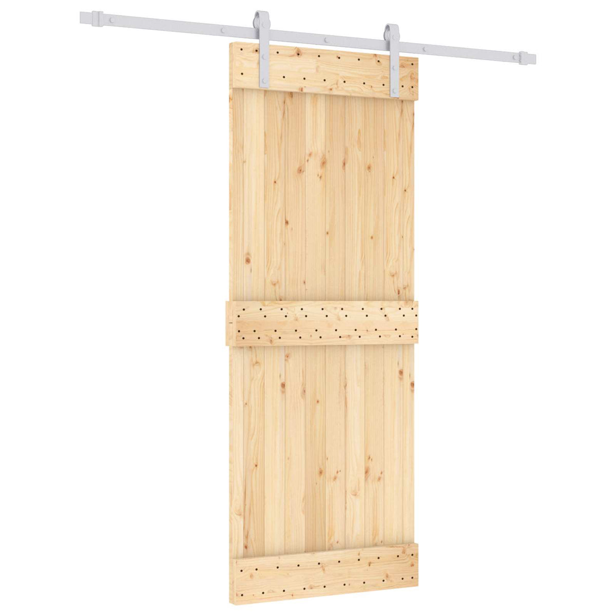 Skjutdörr Naturlig och vit 80 x 210 cm Massiv furuträdörr