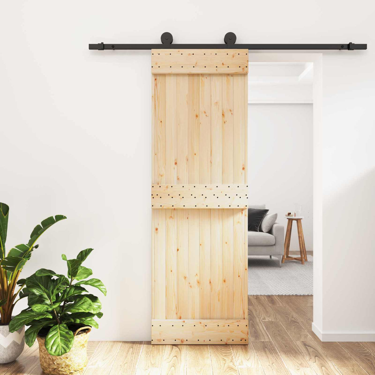 Skjutdörr 70 x 210 cm Massiv furuträdörr (obehandlad)