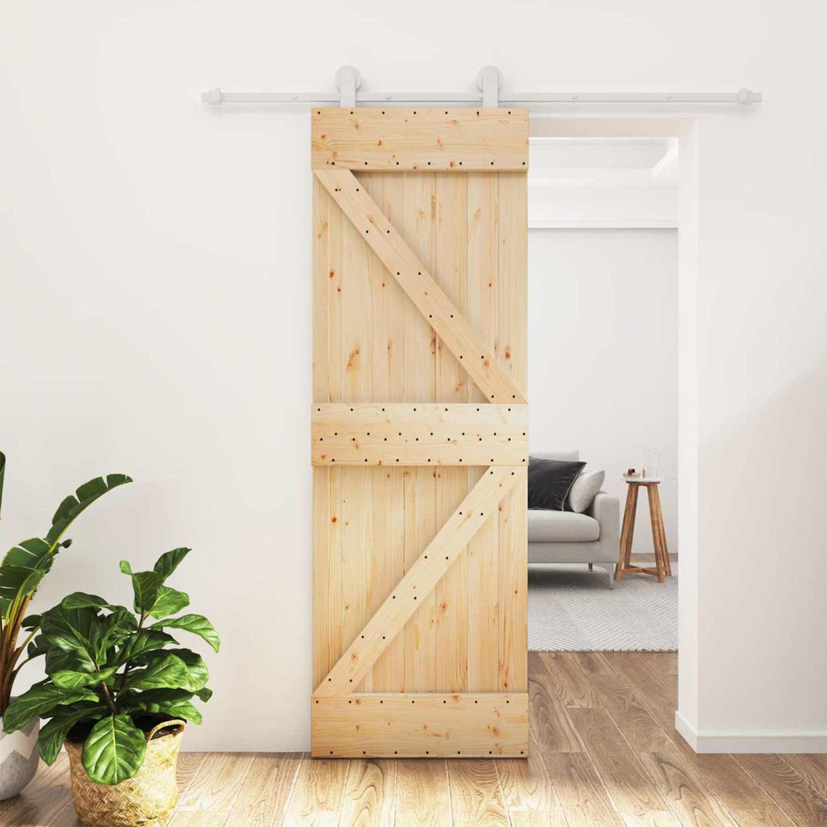Skjutdörr 70 x 210 cm Massiv furuträdörr (obehandlad)