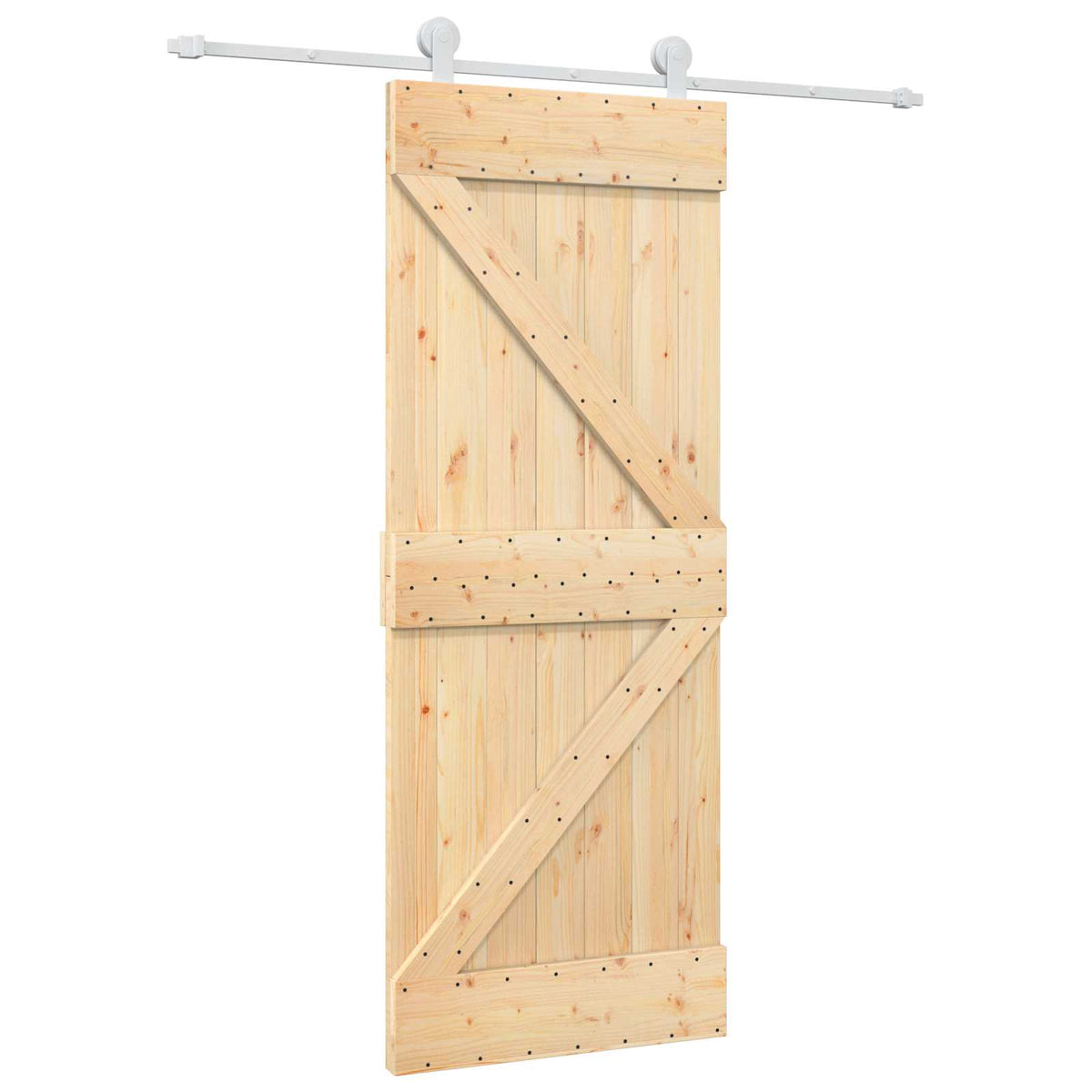 Skjutdörr 80 x 210 cm Massiv furu Naturlig och vit