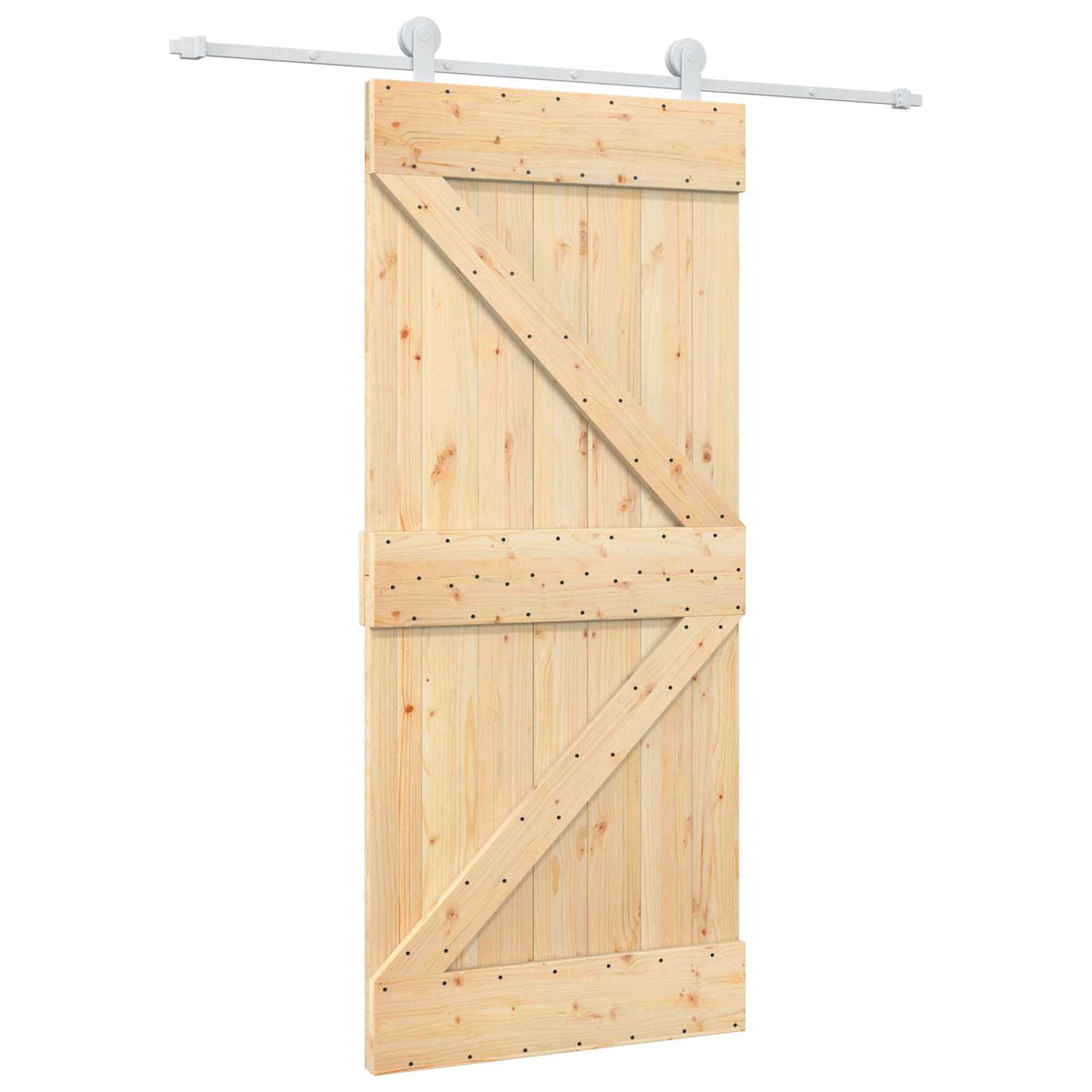 Skjutdörr 90 x 210 cm Massiv furu Naturlig och vit