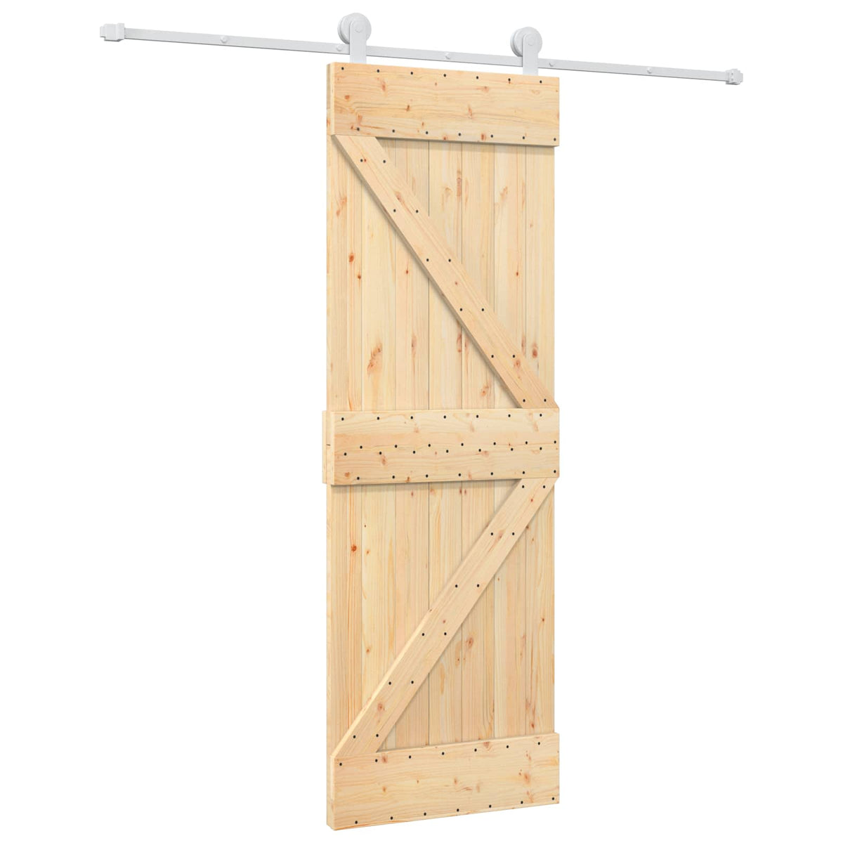 Skjutdörr Naturlig och vit 70 x 210 cm Massiv furuträdörr