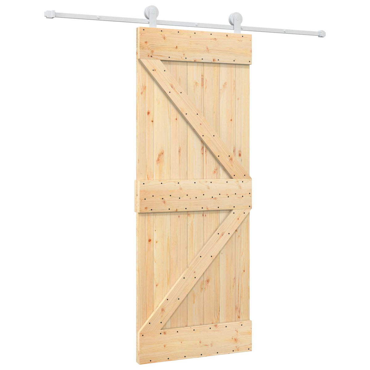 Skjutdörr Naturlig och vit 80 x 210 cm Massiv furu