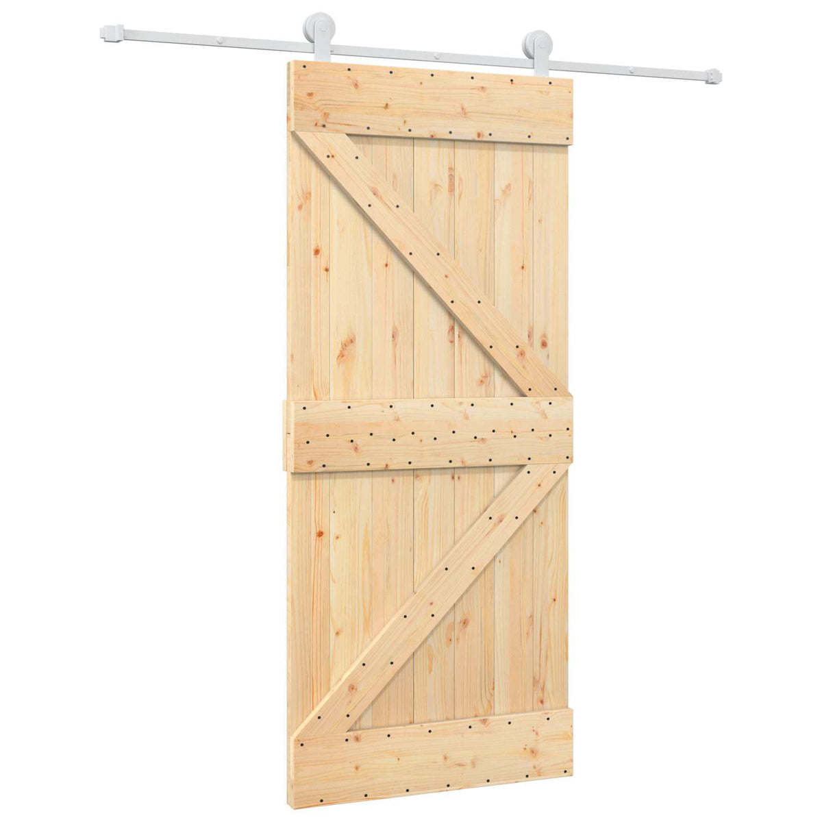 Skjutdörr 90 x 210 cm Massiv furu Naturlig och vit