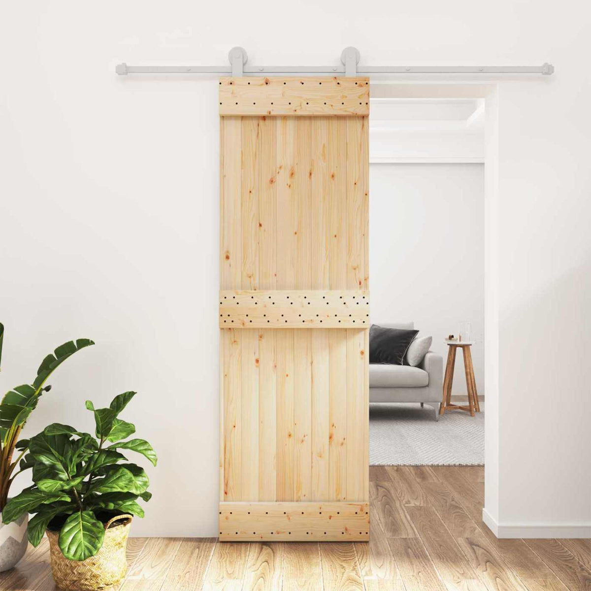 Skjutdörr 70 x 210 cm Massiv furuträdörr (obehandlad)