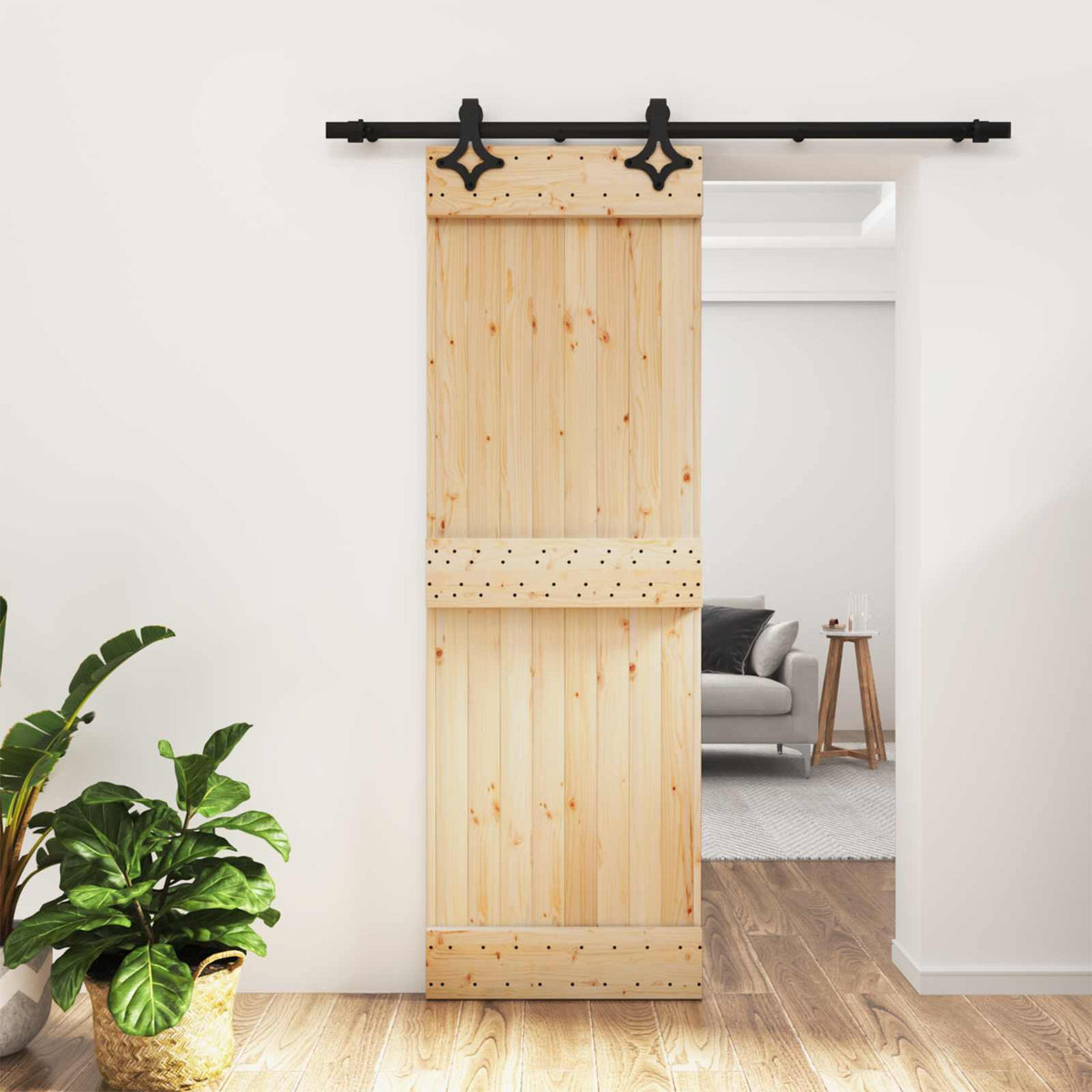 Skjutdörr 70 x 210 cm Massiv furuträdörr (obehandlad)