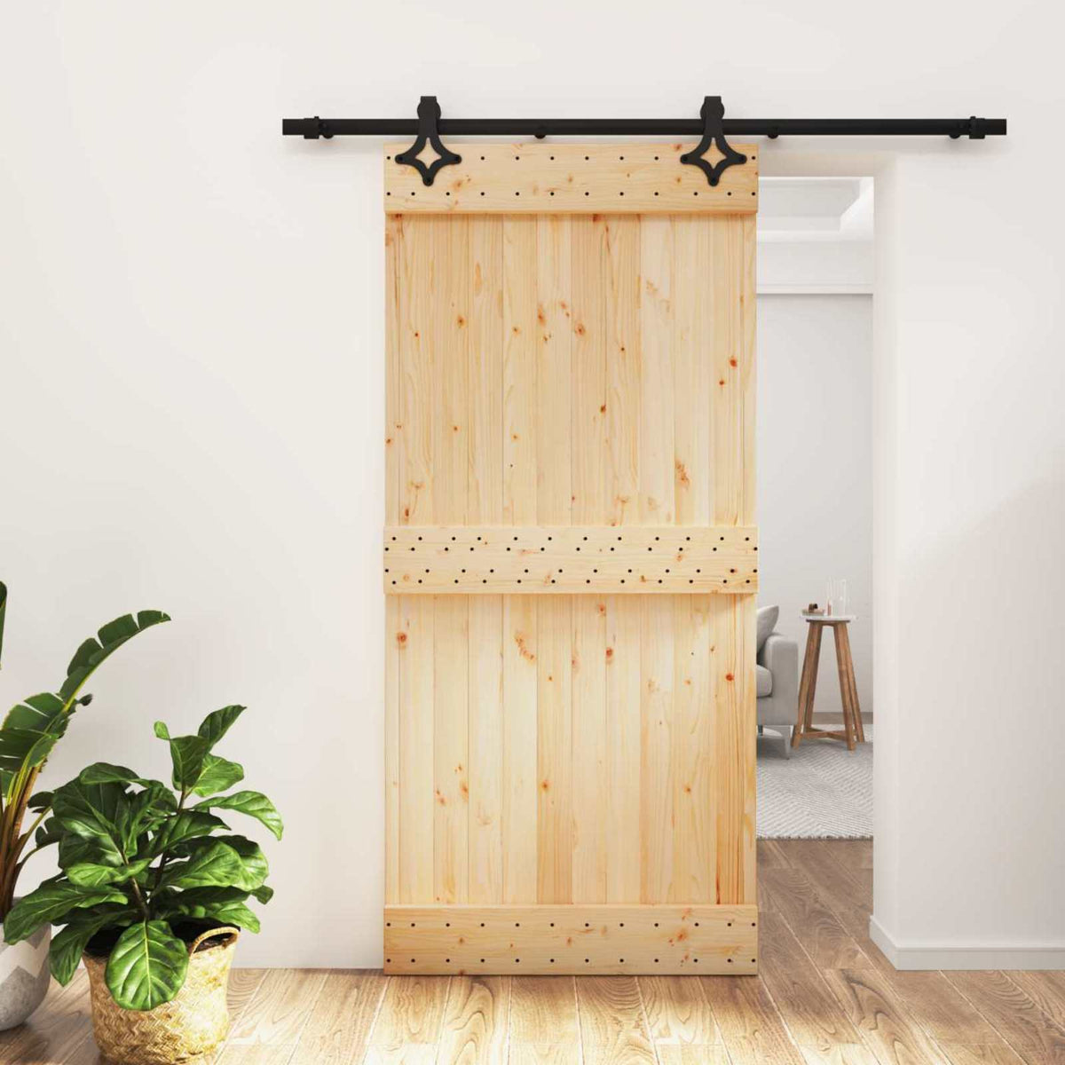 Skjutdörr 95 x 210 cm Massiv furuträdörr (obehandlad)