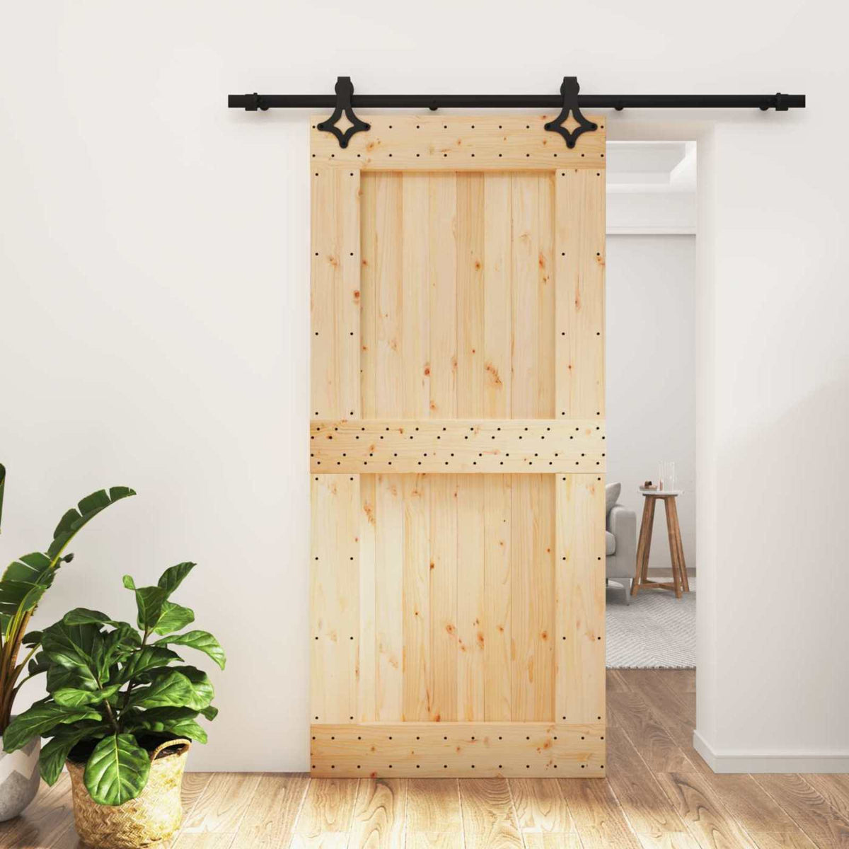 Skjutdörr 95 x 210 cm Massiv furuträdörr (obehandlad)