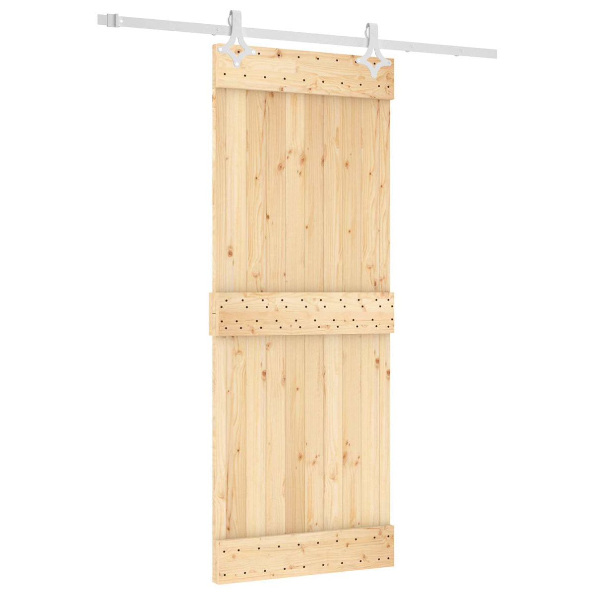 Skjutdörr Naturlig och vit 80 x 210 cm Massiv furuträdörr