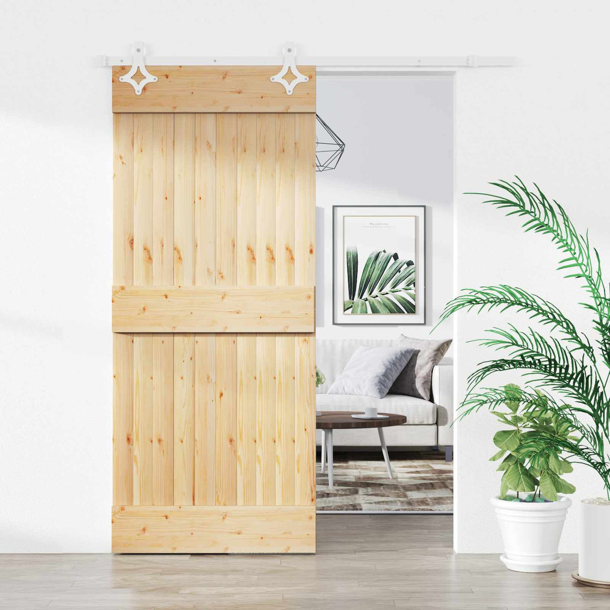 Skjutdörr 90 x 210 cm Massiv furuträdörr (obehandlad)